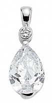 925 Sterling Silver CZ Pear Drop Clawset & Rubover Pendant