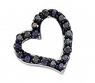 925 Sterling Silver Black CZ Clawset Heart Pendant