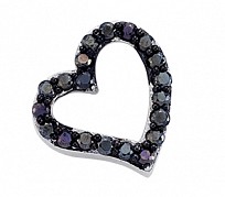 925 Sterling Silver Black CZ Clawset Heart Pendant