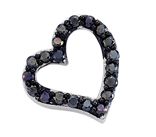 925 Sterling Silver Black CZ Clawset Heart Pendant