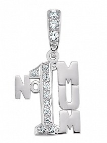 925 Sterling Silver 'No1' Mum CZ Pendant