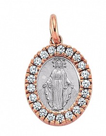 Rose Gold Plated Cubic Zirconia Madonna Pendant