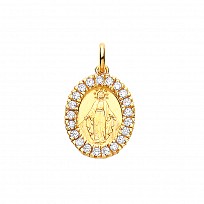 Gold Plated Cubic Zirconia Madonna Pendant