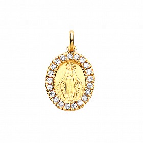 Gold Plated Cubic Zirconia Madonna Pendant