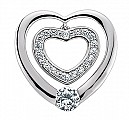 925 Sterling Silver Cubic Zirconia Double Love Open Heart Pendant