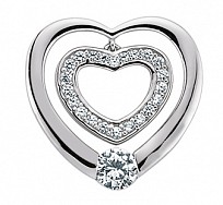 925 Sterling Silver Cubic Zirconia Double Love Open Heart Pendant