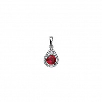 925 Sterling Silver CZ & Ruby Fancy Pear Drop Pendant