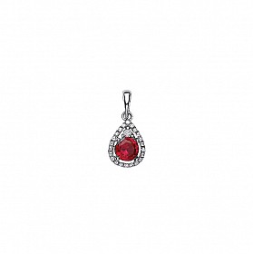 925 Sterling Silver CZ & Ruby Fancy Pear Drop Pendant