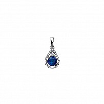 925 Sterling Silver CZ & Sapphire Fancy Pear Drop Pendant