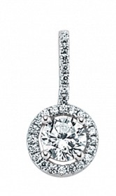 925 Sterling Silver Cubic Zirconia Micro Pave Halo Drop Pendant