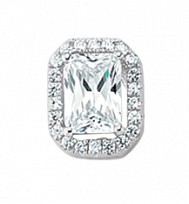 925 Sterling Silver Cubic Zirconia Emerald-Cut Micro Pavé Pendant