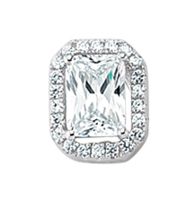 925 Sterling Silver Cubic Zirconia Emerald-Cut Micro Pavé Pendant
