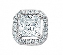 925 Sterling Silver Cubic Zirconia Emerald-Cut Micro Pavé Pendant