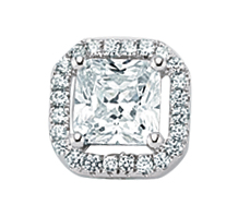 925 Sterling Silver Cubic Zirconia Emerald-Cut Micro Pavé Pendant