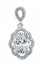925 Sterling Silver Cubic Zirconia Micro Pave Flower Drop Pendant