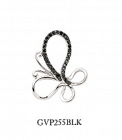 925 Sterling Silver Black Cubic Zirconia Butterfly Pendant