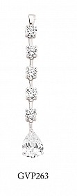 925 Sterling Silver Cubic Zirconia 6 Stone Drop Pendant