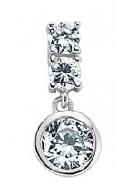 925 Sterling Silver Cubic Zirconia Round Drop Pendant