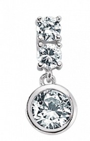 925 Sterling Silver Cubic Zirconia Round Drop Pendant