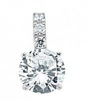 925 Sterling Silver Cubic Zirconia Round Pendant