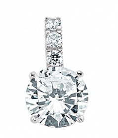 925 Sterling Silver Cubic Zirconia Round Pendant