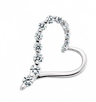 925 Sterling Silver Heart Shaped Pendant with Cubic Zirconia