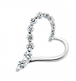 925 Sterling Silver Heart Shaped Pendant with Cubic Zirconia