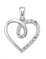 925 Sterling Silver Heart Shaped Pendant with Cubic Zirconia