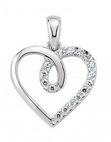 925 Sterling Silver Heart Shaped Pendant with Cubic Zirconia