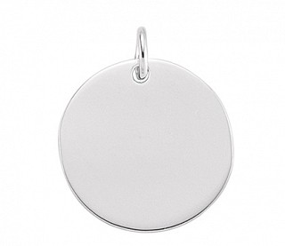 925 Sterling Silver 10mm Round Dog Tag Pendant