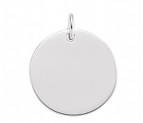 925 Sterling Silver 20mm Round Dog Tag Pendant