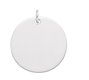 925 Sterling Silver 25mm Round Dog Tag Pendant