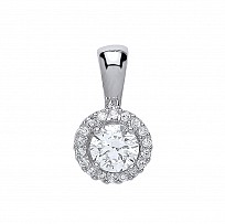 Silver CZ Clear Centre & Cluster Pendant