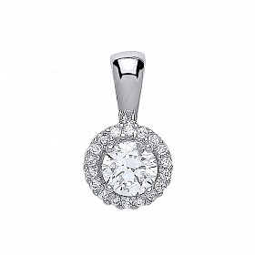 Silver CZ Clear Centre & Cluster Pendant