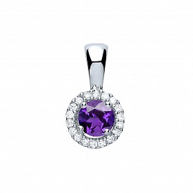 Silver CZ Amethyst Cluster Pendant