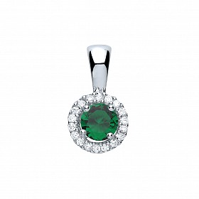Silver CZ Emerald Cluster Pendant