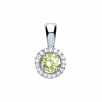 Silver CZ Peridot Cluster Pendant
