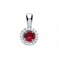 Silver CZ Ruby Cluster Pendant