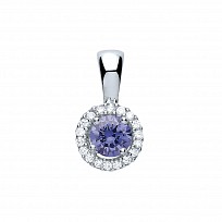 Silver CZ Tanzanite Cluster Pendant