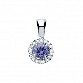 Silver CZ Tanzanite Cluster Pendant