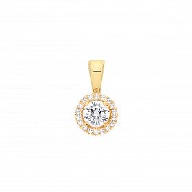 Silver Gold Plated CZ Cluster Pendant