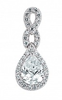 925 Sterling Silver Cubic Zirconia Micro Pave Tear Drop Pendant