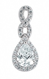 925 Sterling Silver Cubic Zirconia Micro Pave Tear Drop Pendant