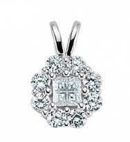 925 Sterling Silver Cubic Zirconia Cluster Drop Pendant