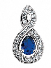 925 Sterling Silver Cubic Zirconia & Sapphire Pendant