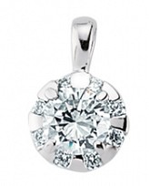 925 Sterling Silver Cubic Zirconia Round Halo Pendant