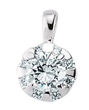 925 Sterling Silver Cubic Zirconia Round Halo Pendant