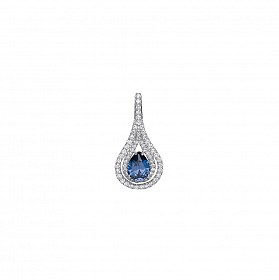 925 Sterling Silver CZ Drop pendant With A Tanzanite Centre