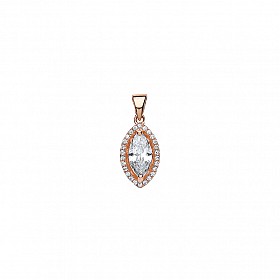 925 Sterling Silver ROSE GOLD PLATED MARQUIS PENDANT