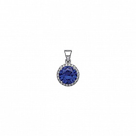 925 Sterling Silver ROUND SAPPHIRE PENDANT